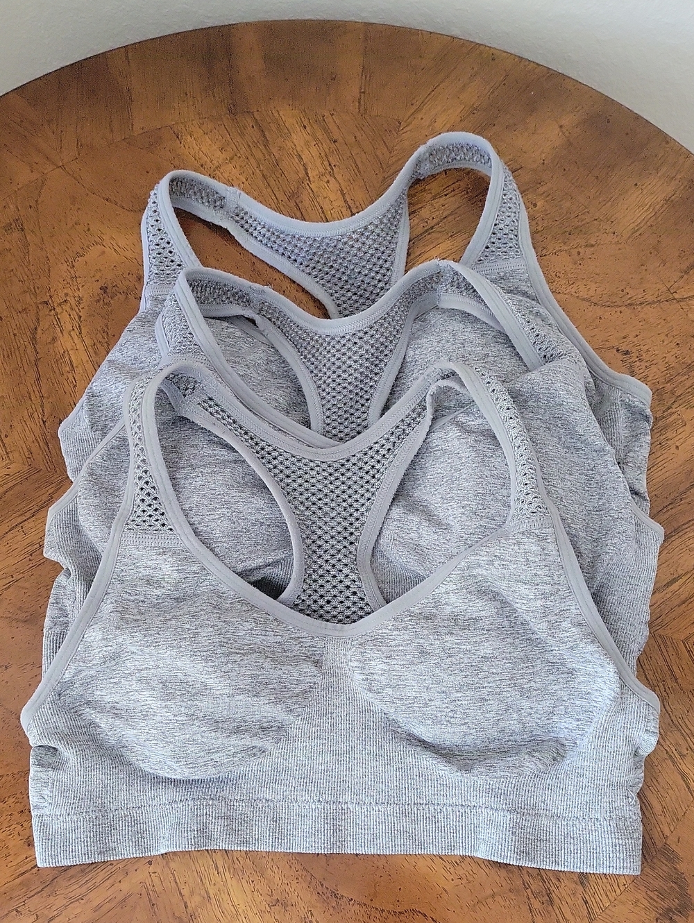 3-pk Maidenform Big Girls' Seamless Racerback Sports Bras, Grey, L/10-12, VGUC